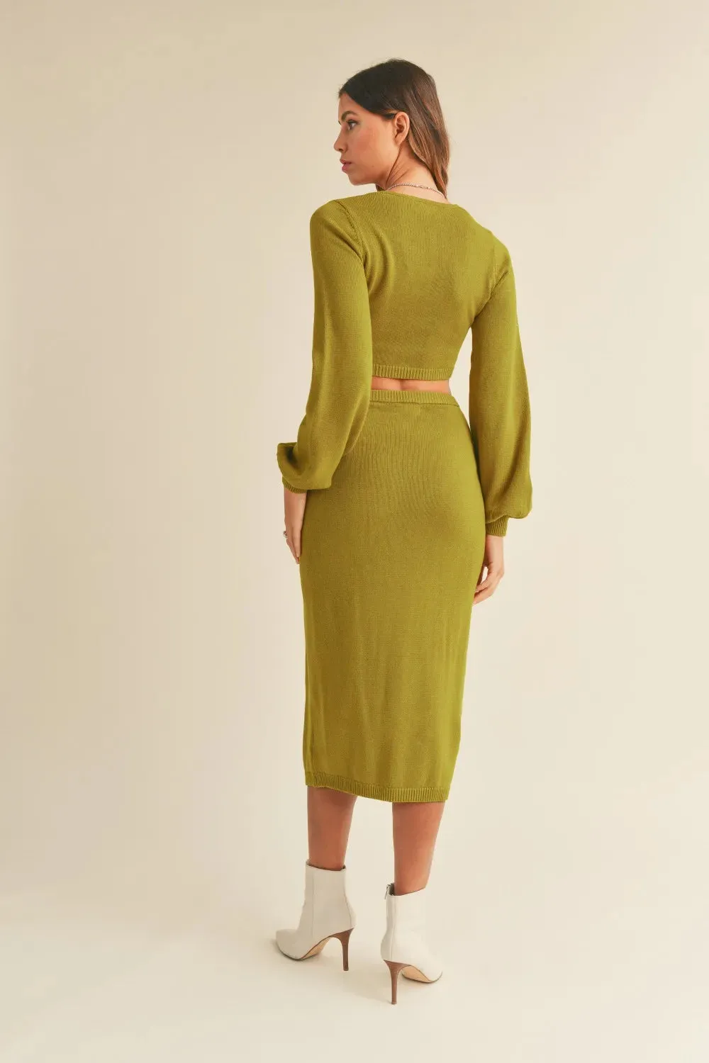 MABLE Front Twisted Knit Top and Midi Skirt Set sold by Gigi Laurent product image thumbnail 2