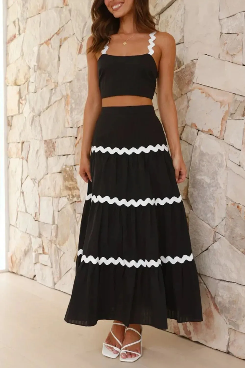 Contrast Trim Cami and Maxi Skirt Set sold by Gigi Laurent product image thumbnail 2