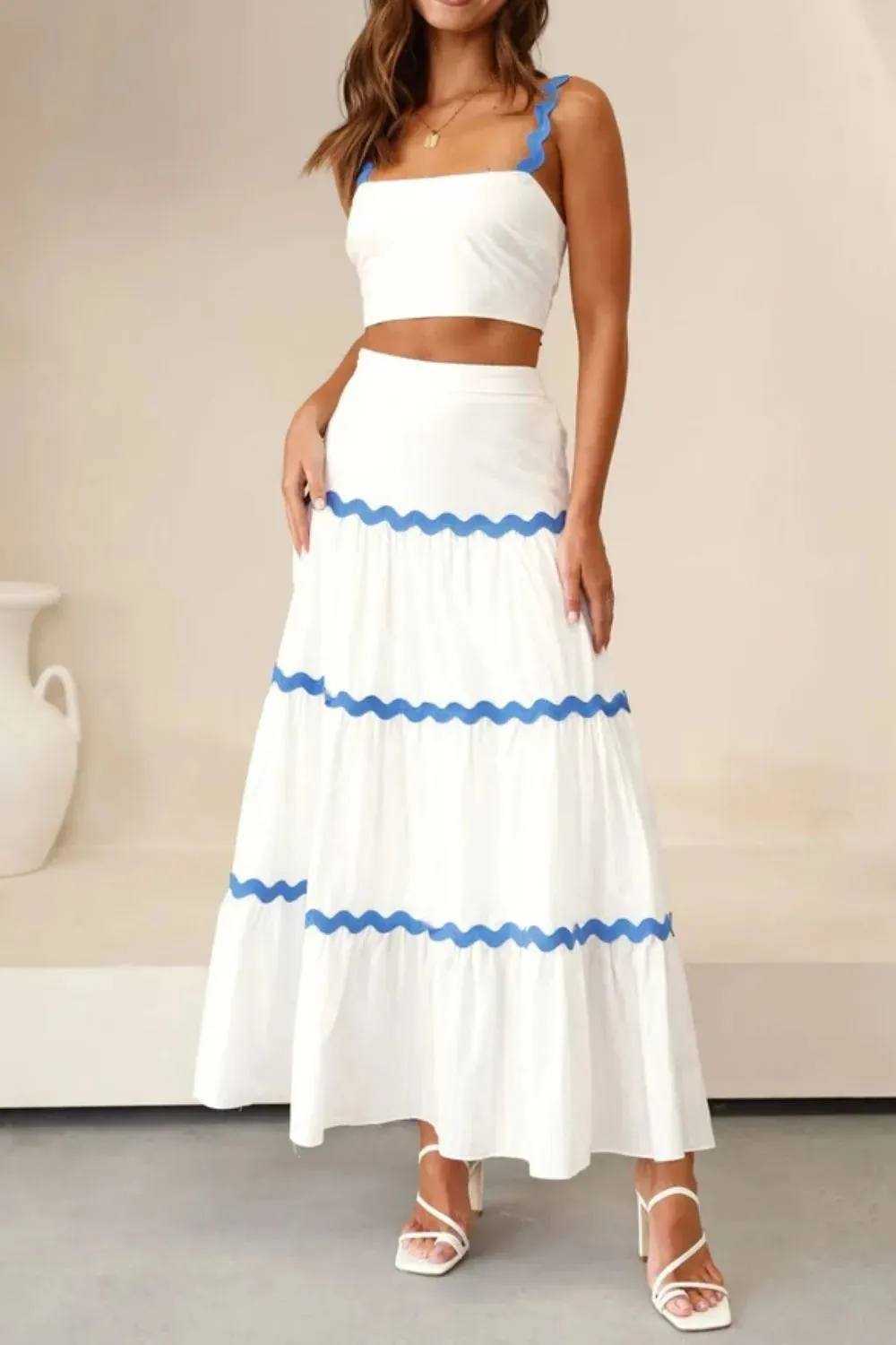 Contrast Trim Cami and Maxi Skirt Set sold by Gigi Laurent