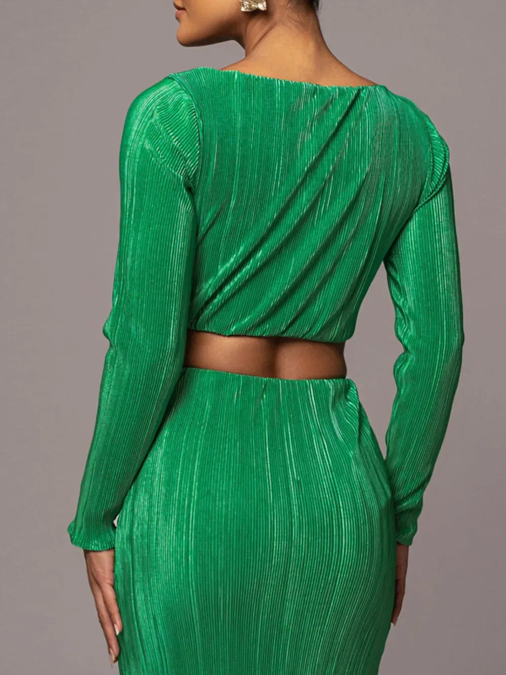 Ruched Cowl Neck Top and Maxi Skirt Set sold by Gigi Laurent product image thumbnail 3