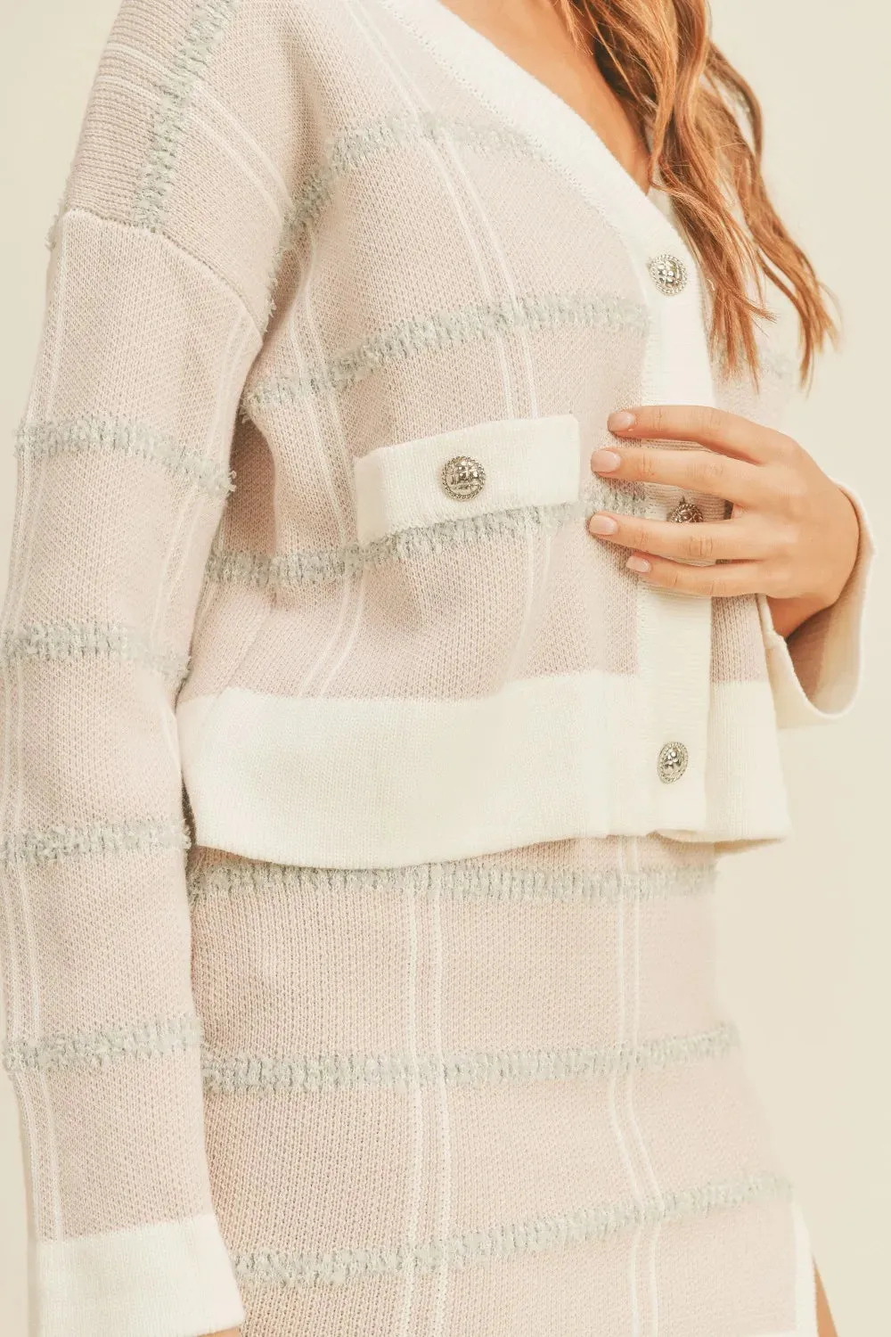 MABLE Plaid Button Down Sweater Cardigan and Mini Skirt Set sold by Gigi Laurent product image thumbnail 4