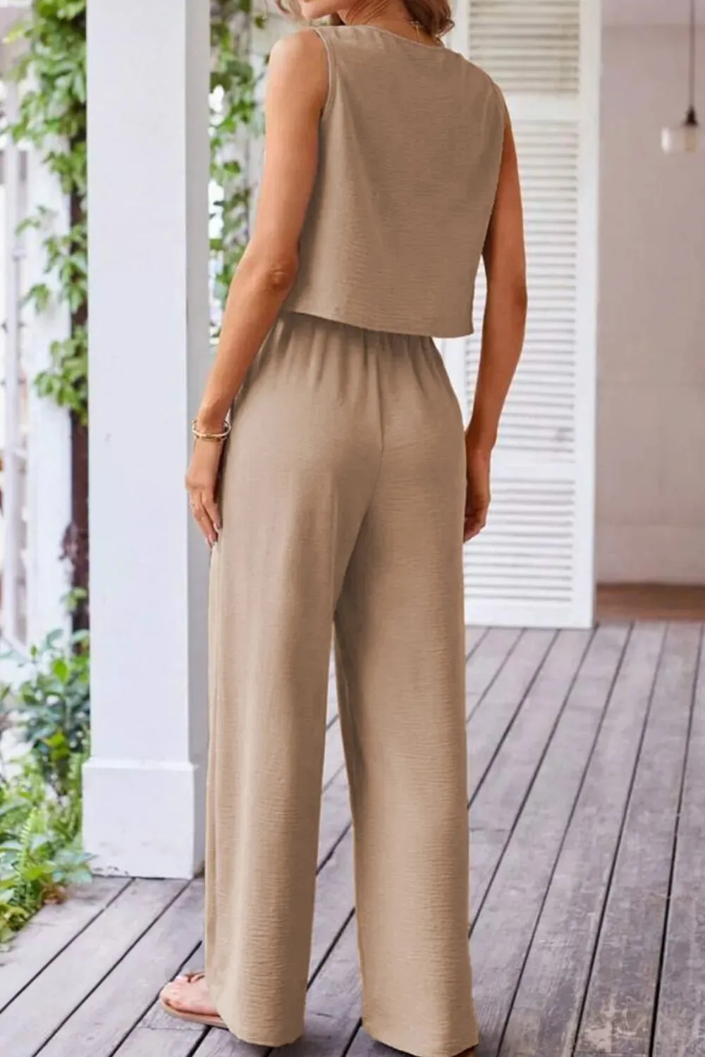 Button Down Vest and Drawstring Wide Leg Pants Set sold by Gigi Laurent product image thumbnail 2