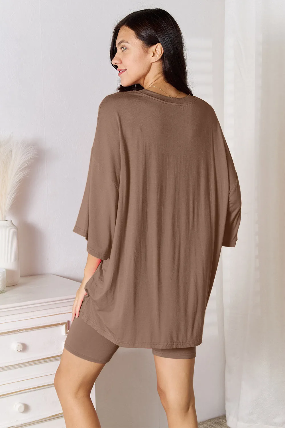 Basic Bae Full Size Soft Rayon Three-Quarter Sleeve Top and Shorts Set sold by Gigi Laurent product image thumbnail 2