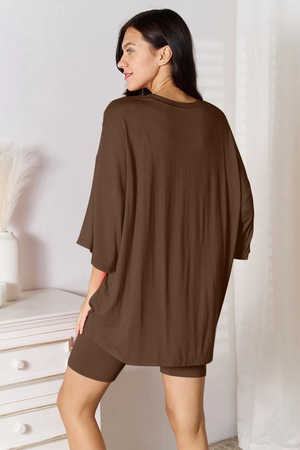 Basic Bae Full Size Soft Rayon Three-Quarter Sleeve Top and Shorts Set sold by Gigi Laurent product image thumbnail 5