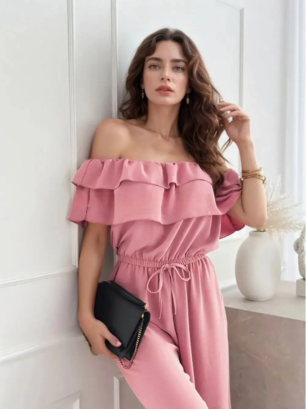 Ruffled Off Shoulder Wide Leg Jumpsuit sold by Gigi Laurent product image thumbnail 4