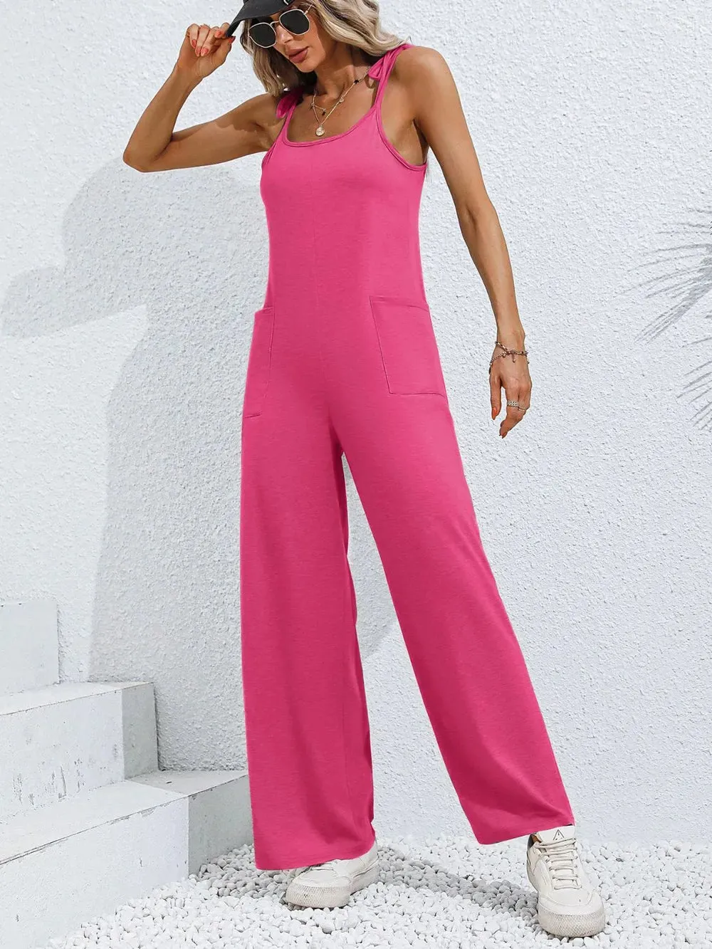 Scoop Neck Tie Shoulder Jumpsuit sold by Gigi Laurent product image thumbnail 3