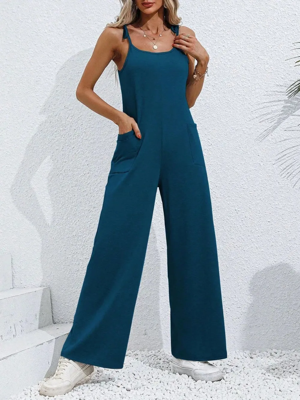 Scoop Neck Tie Shoulder Jumpsuit sold by Gigi Laurent product image thumbnail 5