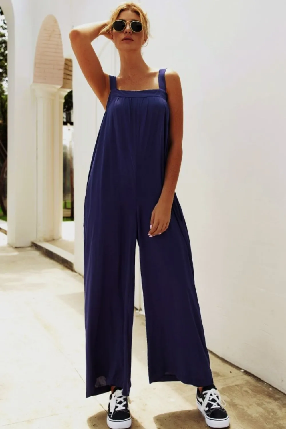 Wide Strap Wide Leg Jumpsuit sold by Gigi Laurent