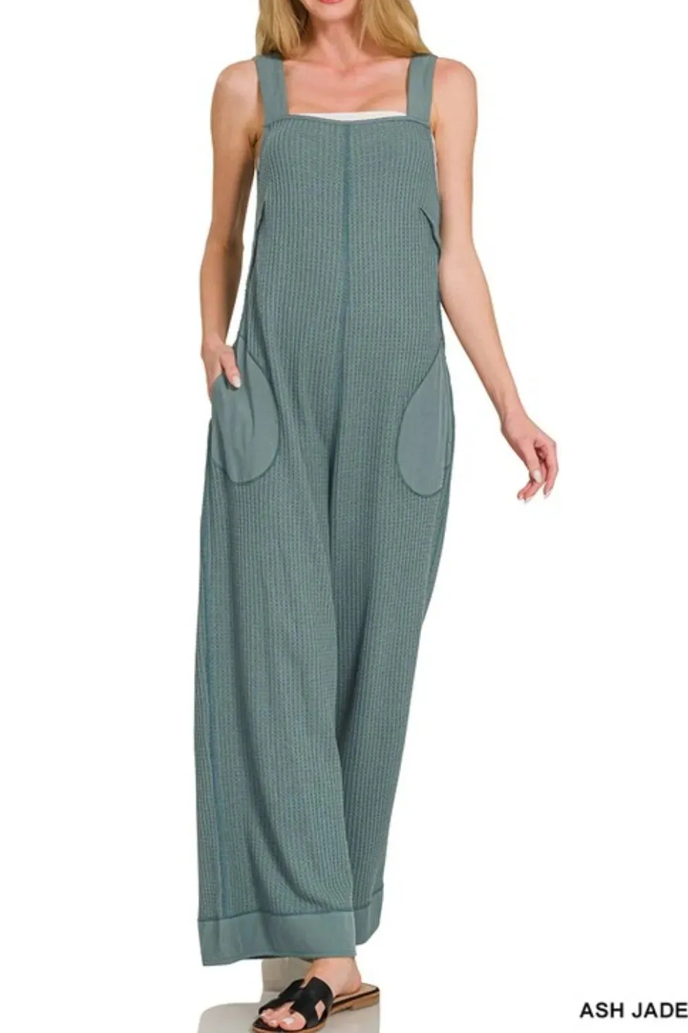 Zenana Knit Waffle Wide Leg Overalls sold by Gigi Laurent product image thumbnail 2