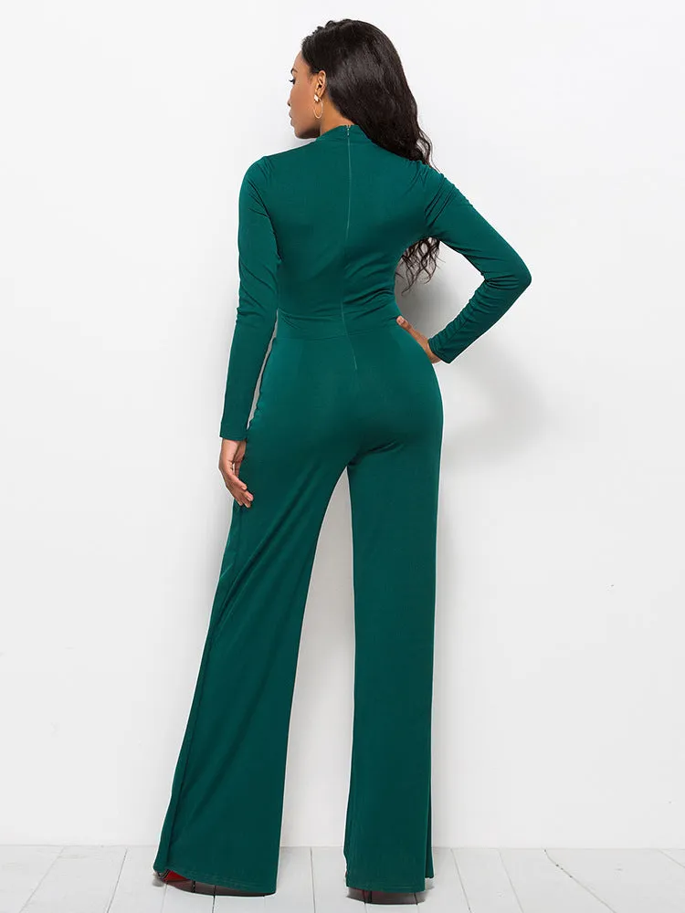 Long Sleeve Mock Neck Wide Leg Jumpsuit sold by Gigi Laurent product image thumbnail 4