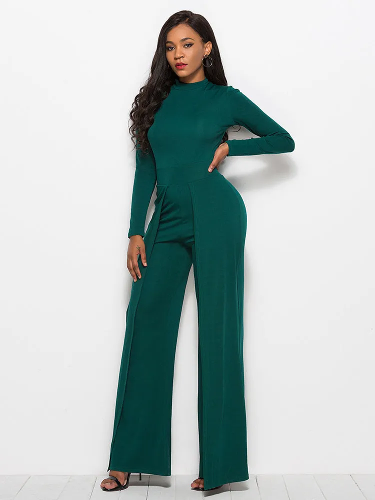Long Sleeve Mock Neck Wide Leg Jumpsuit sold by Gigi Laurent product image thumbnail 2