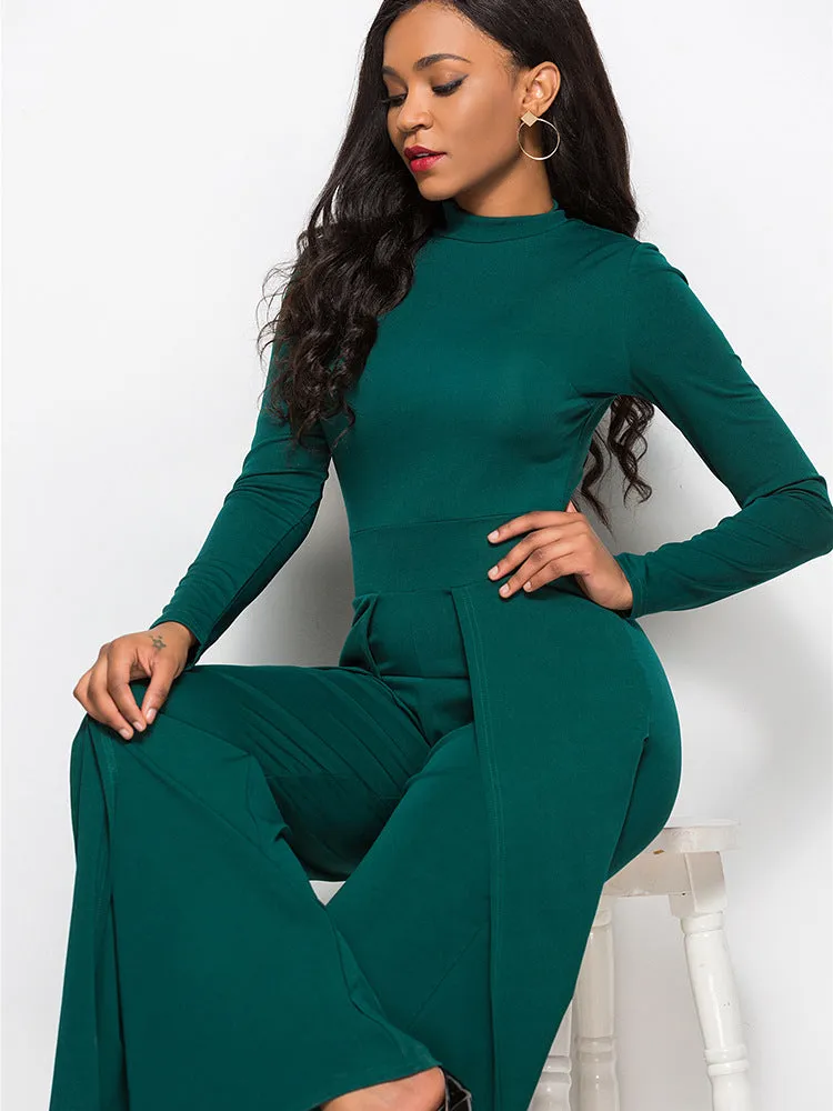 Long Sleeve Mock Neck Wide Leg Jumpsuit sold by Gigi Laurent product image thumbnail 5
