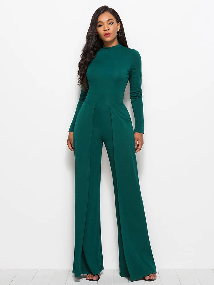 Long Sleeve Mock Neck Wide Leg Jumpsuit sold by Gigi Laurent