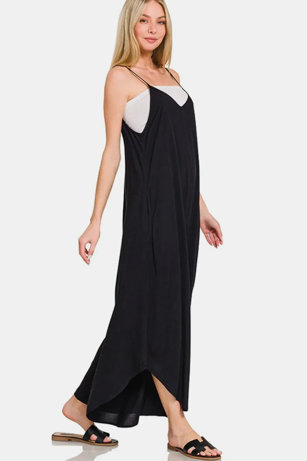 Zenana Spaghetti Strap Wide Leg Overalls with Pockets sold by Gigi Laurent product image thumbnail 3