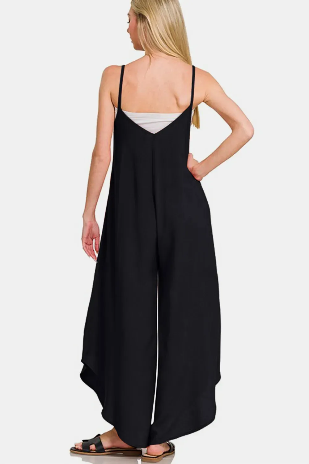 Zenana Spaghetti Strap Wide Leg Overalls with Pockets sold by Gigi Laurent product image thumbnail 2