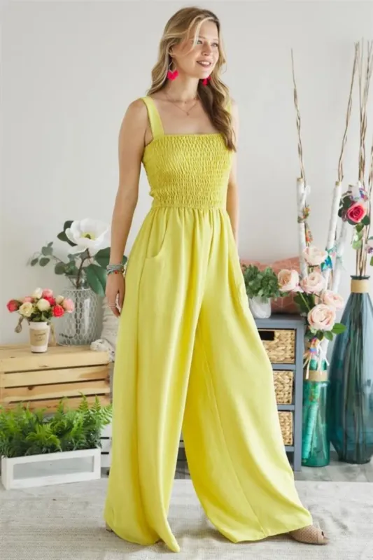 ADORA Smocking Top Wide Leg Jumpsuit sold by Gigi Laurent