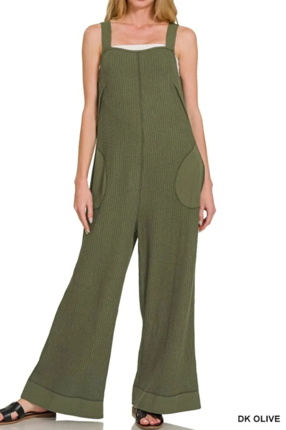 Zenana Knit Waffle Wide Leg Overalls sold by Gigi Laurent product image thumbnail 2
