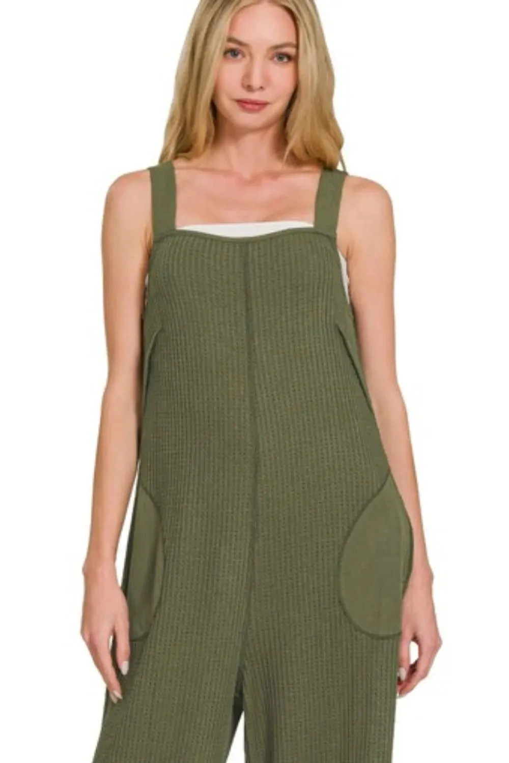 Zenana Knit Waffle Wide Leg Overalls sold by Gigi Laurent product image thumbnail 3