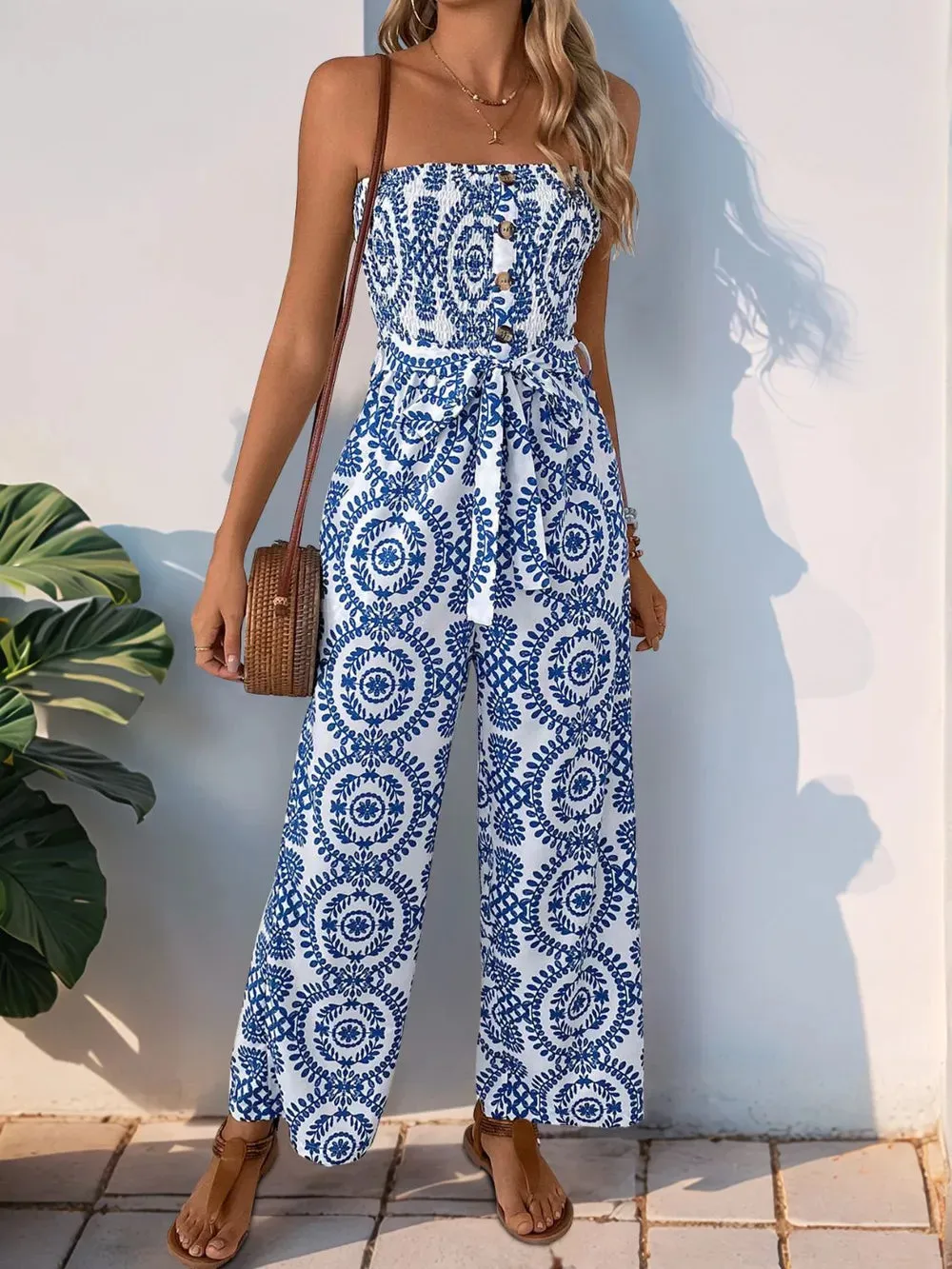 Perfee Smocked Tube Wide Leg Jumpsuit sold by Gigi Laurent product image thumbnail 2