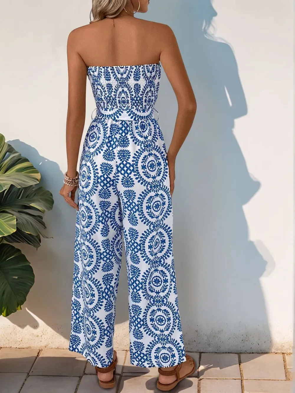 Perfee Smocked Tube Wide Leg Jumpsuit sold by Gigi Laurent product image thumbnail 5