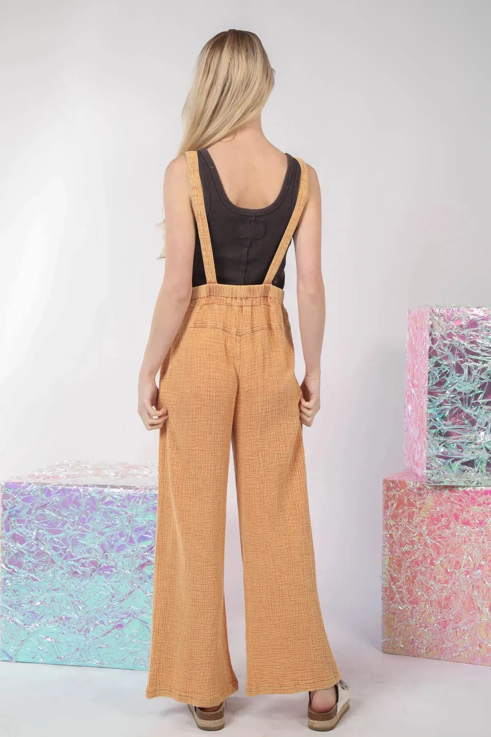 VERY J Texture Washed Wide Leg Overalls sold by Gigi Laurent product image thumbnail 2