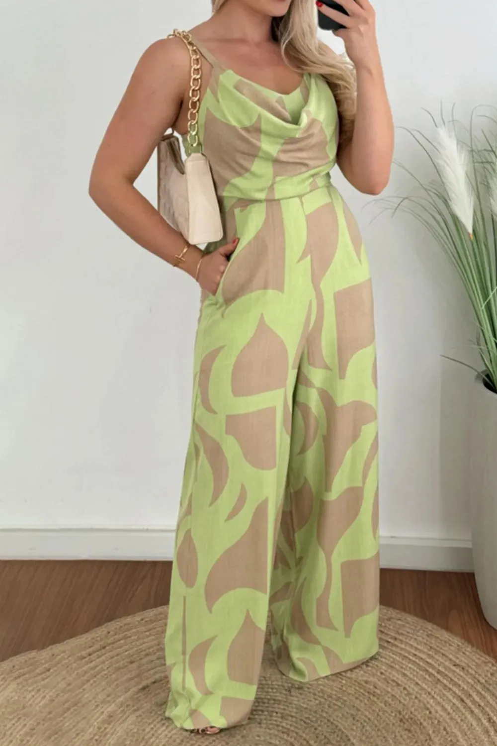 Two-Tone Spaghetti Strap Wide Leg Jumpsuit sold by Gigi Laurent product image thumbnail 4