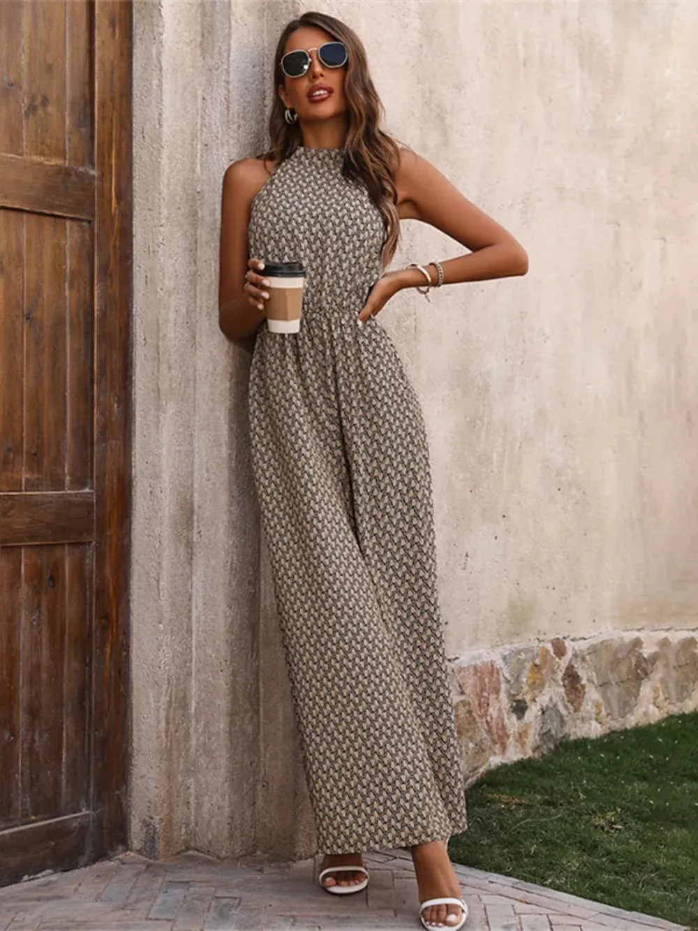 Printed Wide Leg Sleeveless Jumpsuit sold by Gigi Laurent product image thumbnail 5