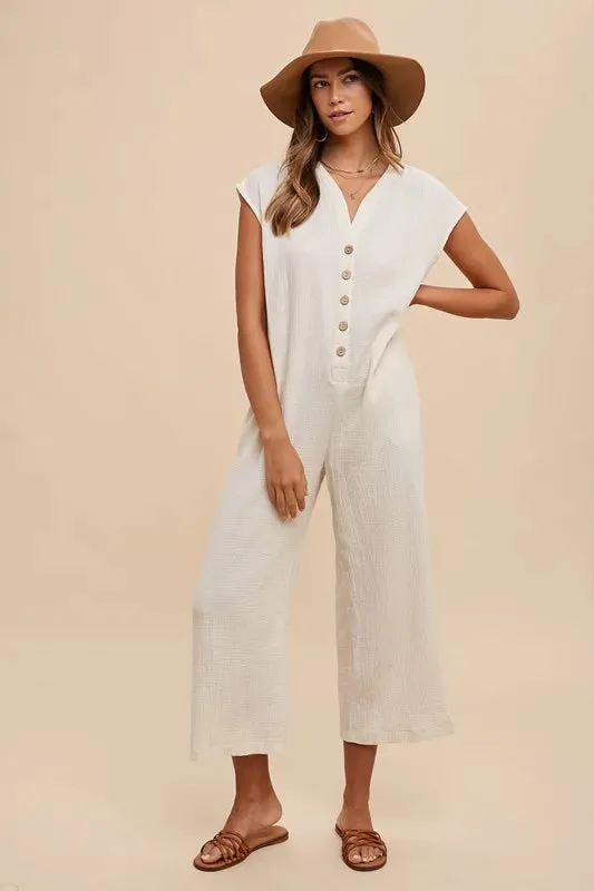 Annie Wear Button Detail Wide Leg Jumpsuit with Pockets sold by Gigi Laurent product image thumbnail 3