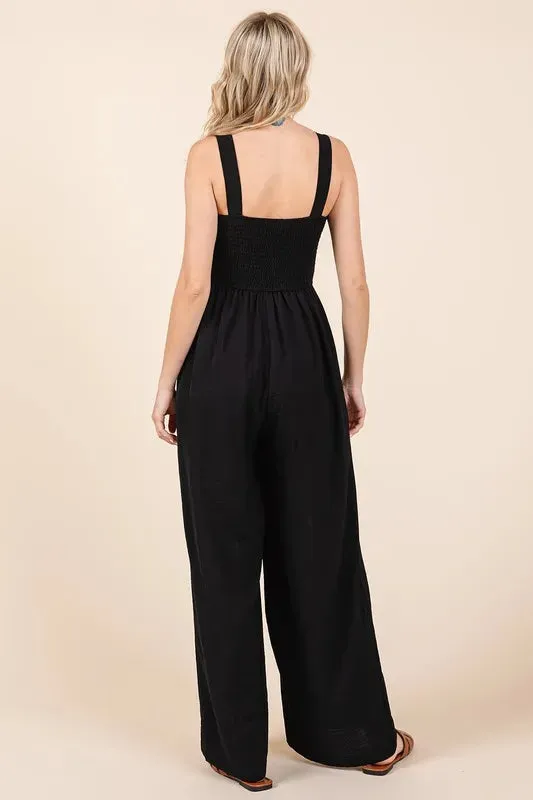 Mittoshop Smocked Wide Strap Wide Leg Overalls sold by Gigi Laurent product image thumbnail 2