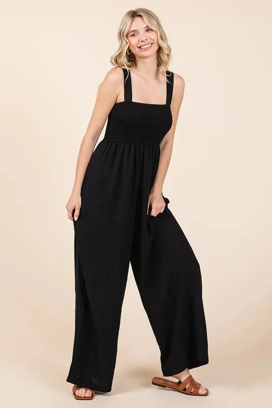 Mittoshop Smocked Wide Strap Wide Leg Overalls sold by Gigi Laurent product image thumbnail 5