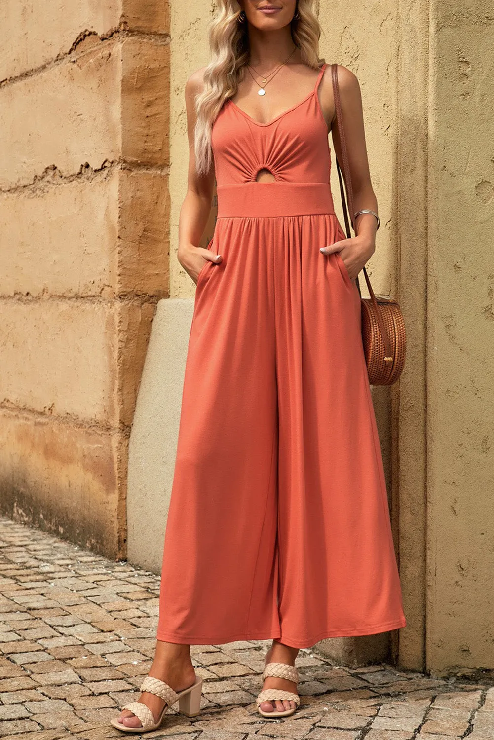 Smocked Spaghetti Strap Wide Leg Jumpsuit sold by Gigi Laurent product image thumbnail 3