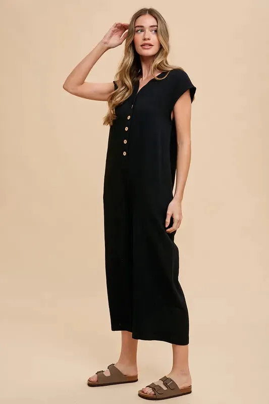 Annie Wear Button Detail Wide Leg Jumpsuit with Pockets sold by Gigi Laurent product image thumbnail 4