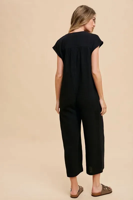 Annie Wear Button Detail Wide Leg Jumpsuit with Pockets sold by Gigi Laurent product image thumbnail 3