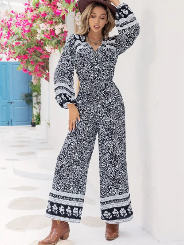 Printed Long Sleeve Wide Leg Jumpsuit sold by Gigi Laurent