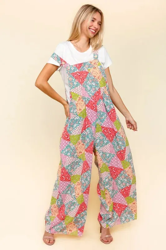Haptics Full Size Printed Wide Leg Overalls with Side Pockets sold by Gigi Laurent product image thumbnail 4