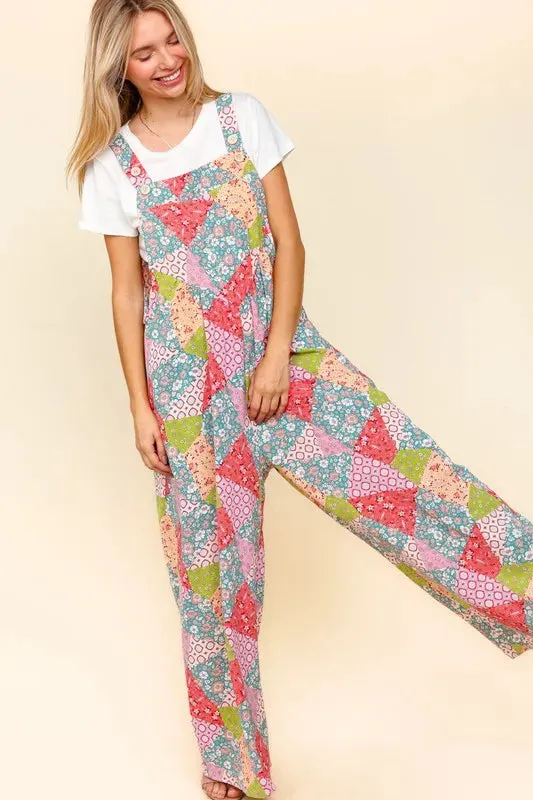 Haptics Full Size Printed Wide Leg Overalls with Side Pockets sold by Gigi Laurent