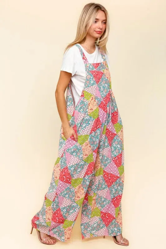 Haptics Full Size Printed Wide Leg Overalls with Side Pockets sold by Gigi Laurent product image thumbnail 3