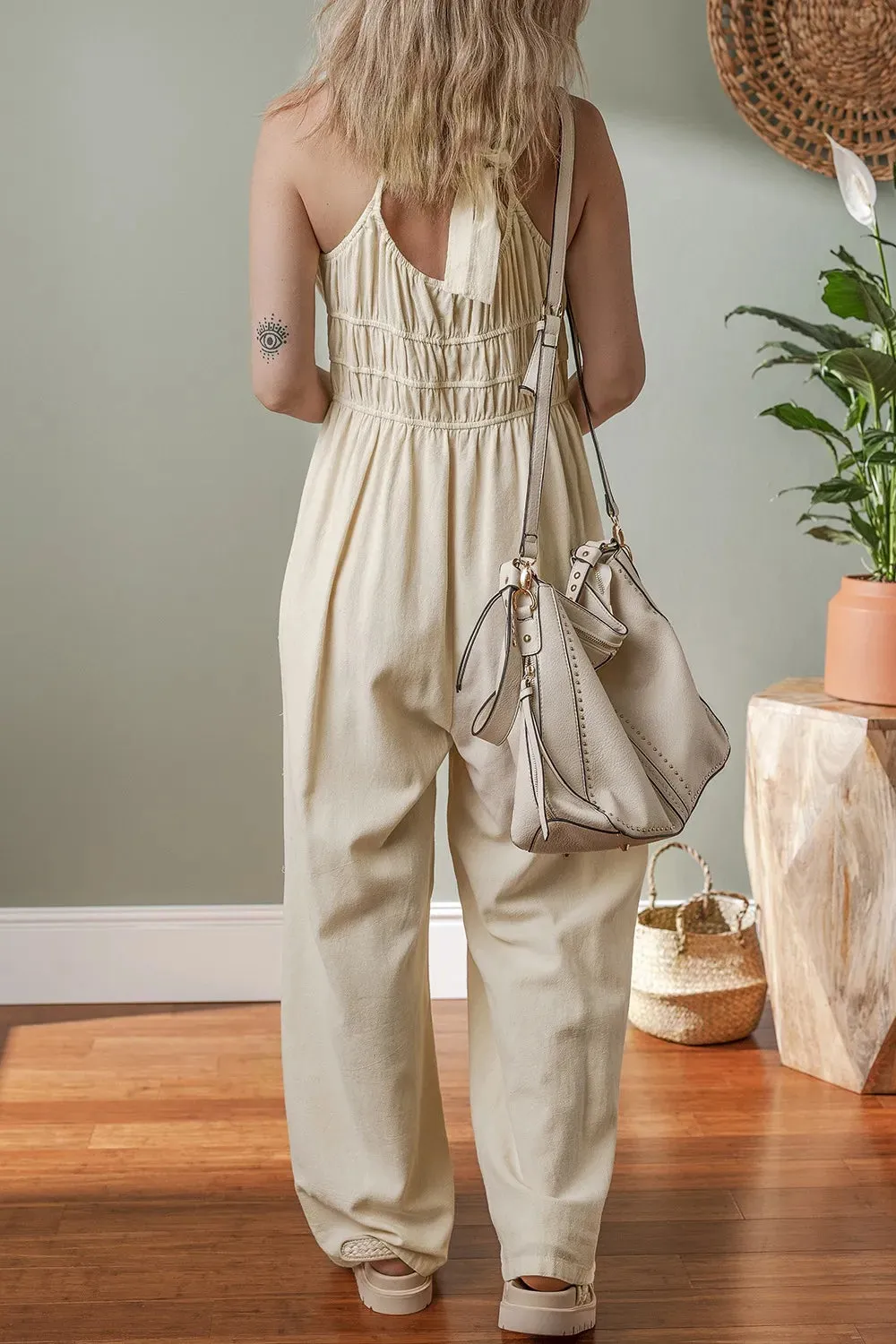 Ruched Sleeveless Wide Leg Jumpsuit sold by Gigi Laurent product image thumbnail 3