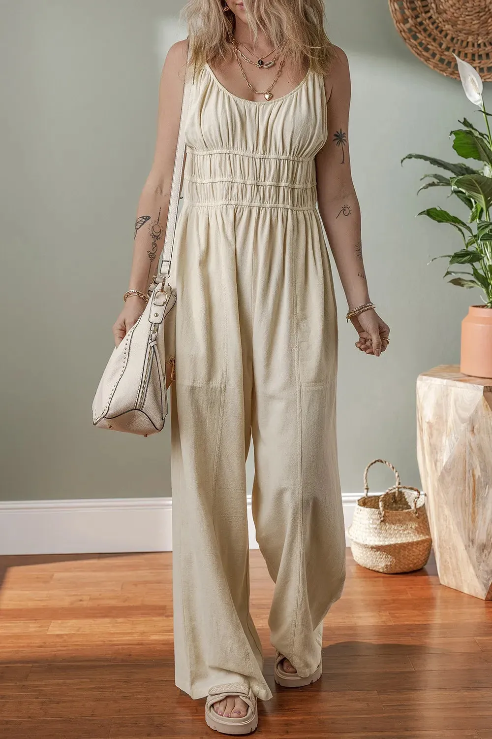 Ruched Sleeveless Wide Leg Jumpsuit sold by Gigi Laurent product image thumbnail 2