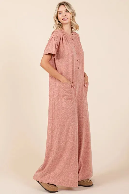 Mittoshop Button Detail Short Sleeve Wide Leg Jumpsuit sold by Gigi Laurent product image thumbnail 4