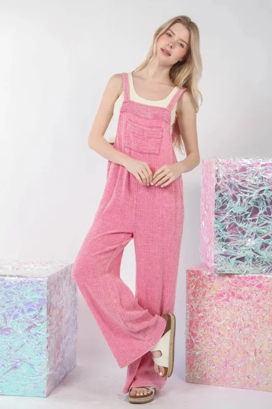 VERY J Texture Washed Wide Leg Overalls sold by Gigi Laurent