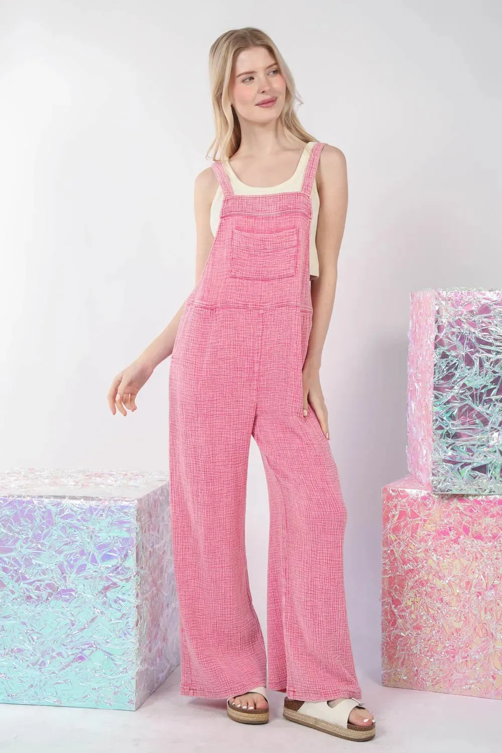 VERY J Texture Washed Wide Leg Overalls sold by Gigi Laurent product image thumbnail 4