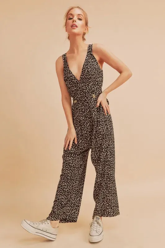 Aemi + Co Ditsy Floral Surplice Sleeveless Wide Leg Jumpsuit sold by Gigi Laurent product image thumbnail 5