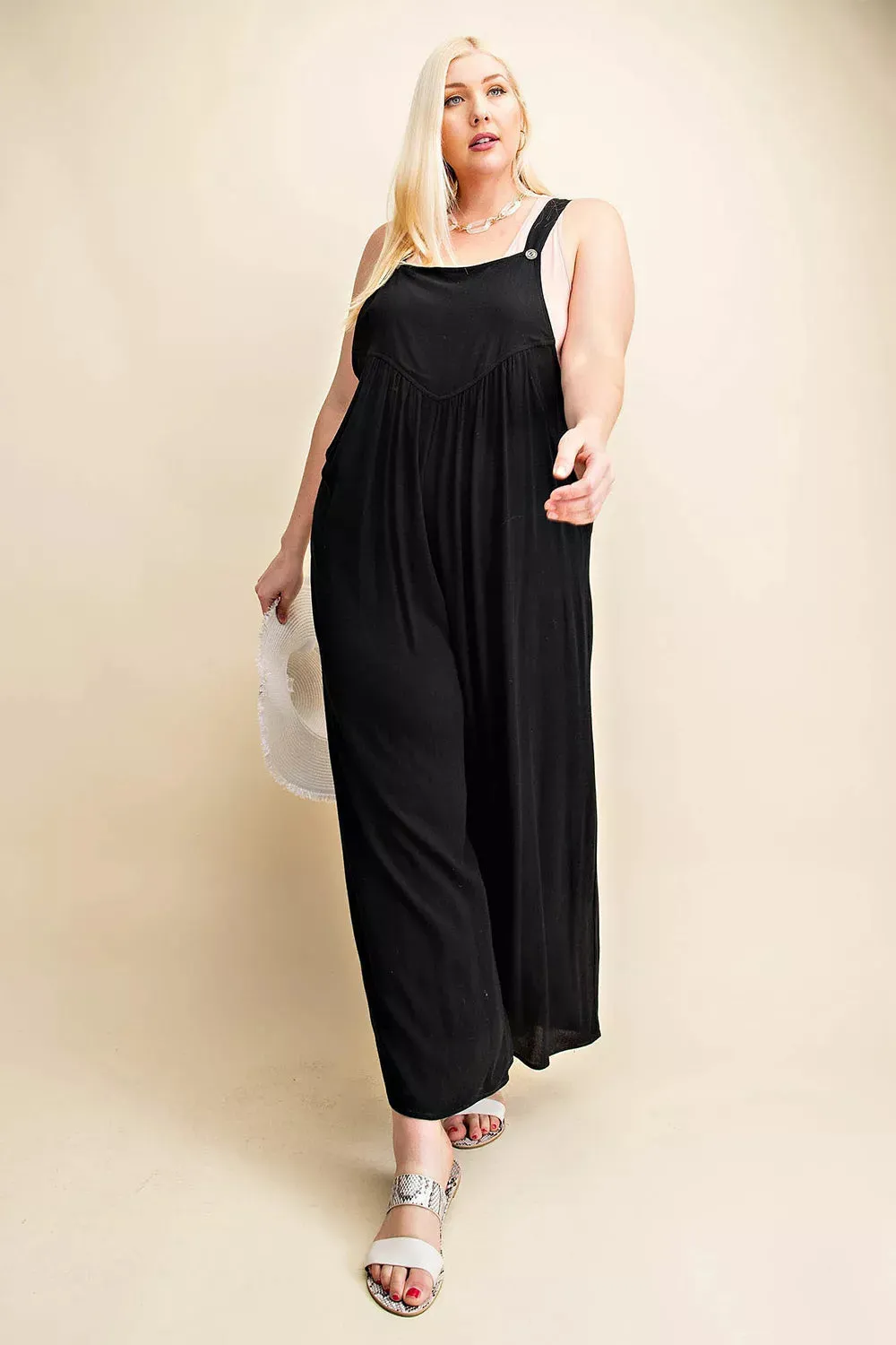Kori America Full Size Sleeveless Ruched Wide Leg Overalls sold by Gigi Laurent product image thumbnail 5