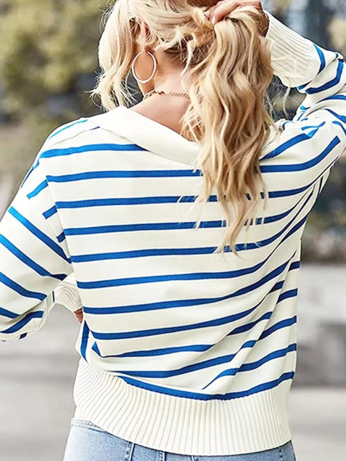 Striped Collared Neck Knit Top sold by Gigi Laurent product image thumbnail 5