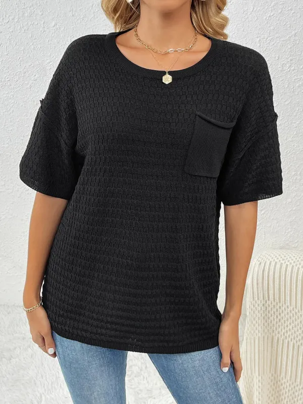 Round Neck Half Sleeve Knit Top sold by Gigi Laurent