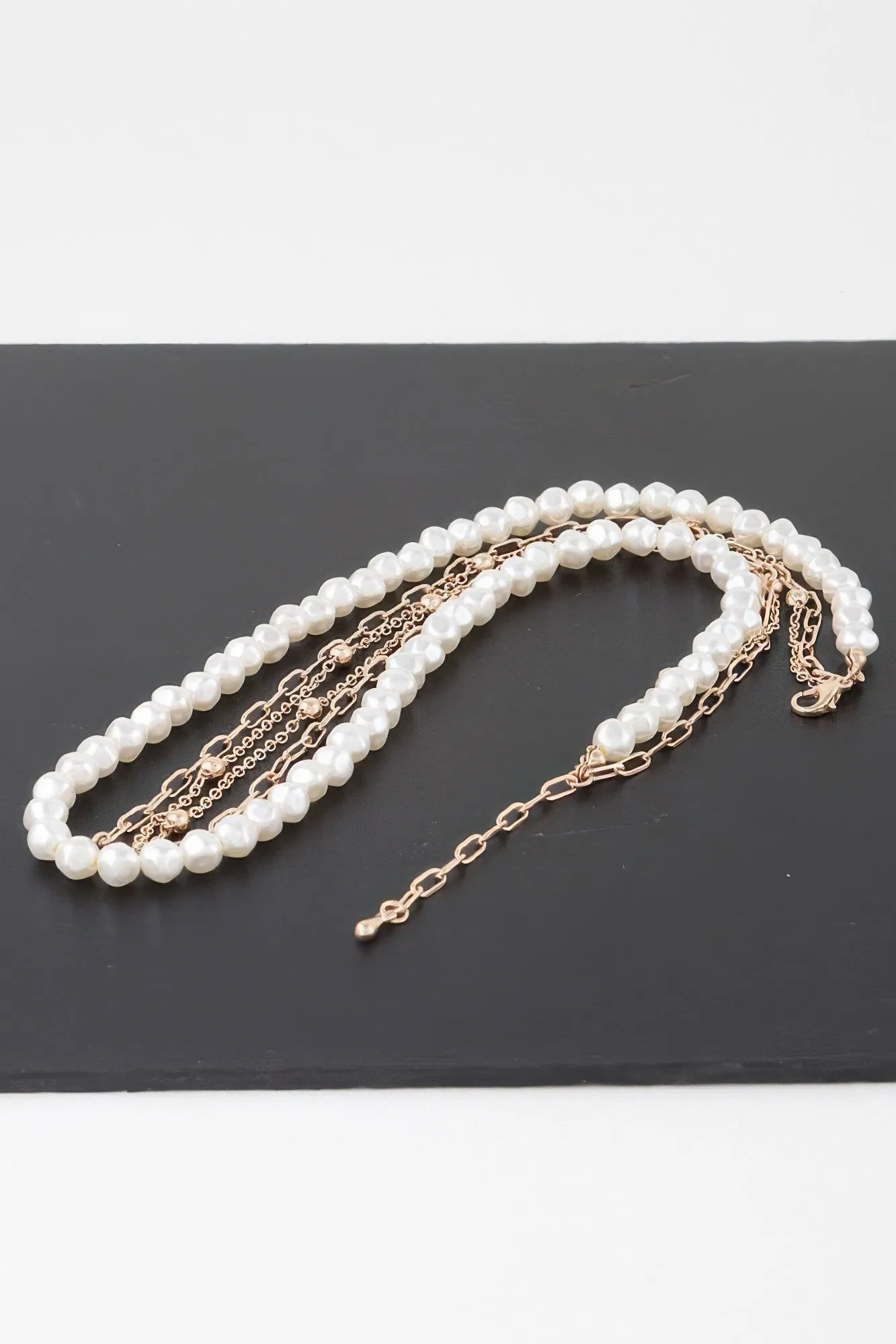 Triple Pearl Chain Necklace sold by Gigi Laurent product image thumbnail 3