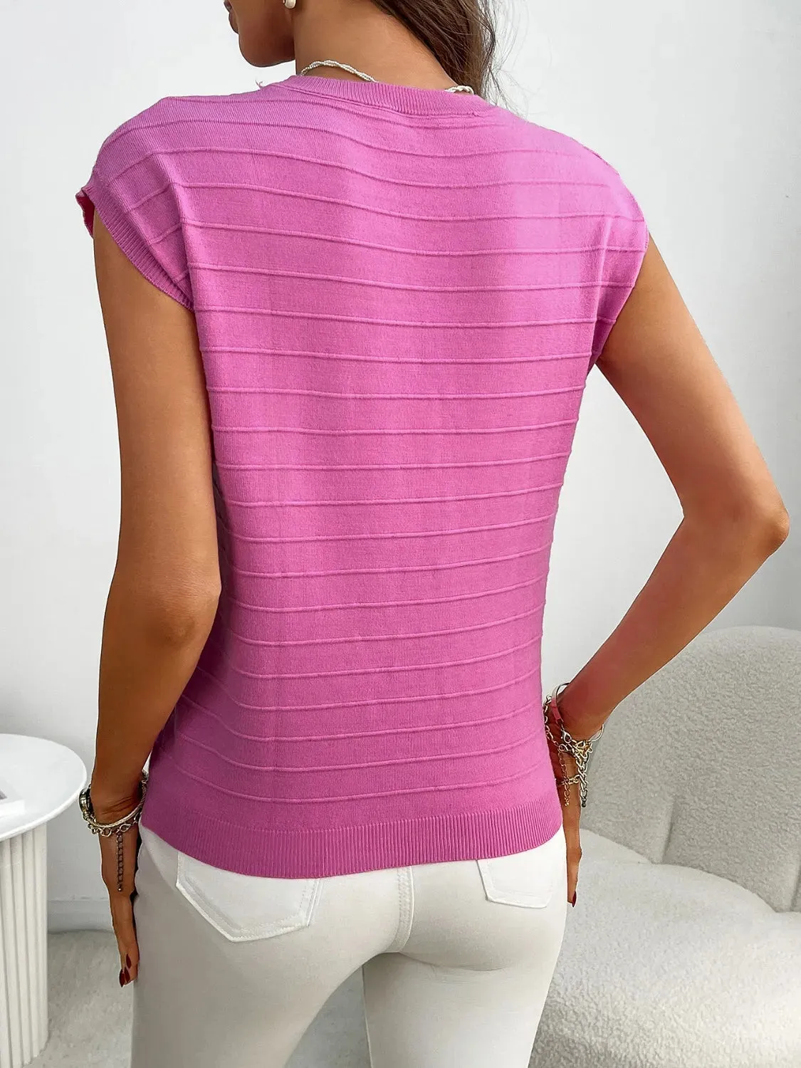 Round Neck Cap Sleeve Knit Top sold by Gigi Laurent product image thumbnail 5