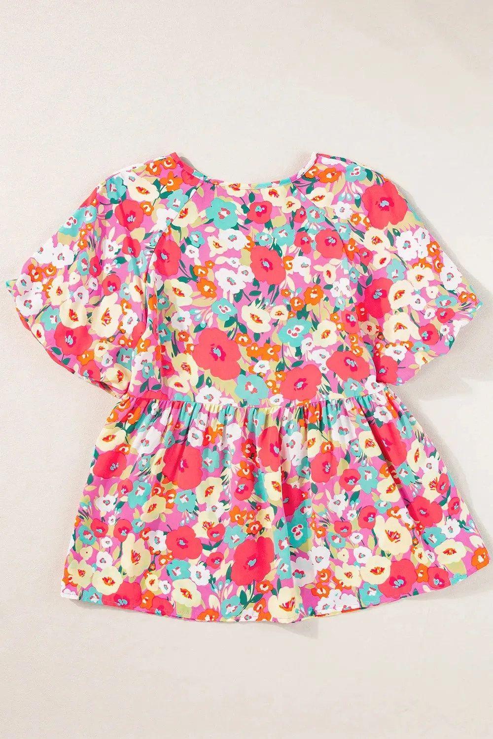 Peplum Floral V-Neck Short Sleeve Blouse sold by Gigi Laurent product image thumbnail 3