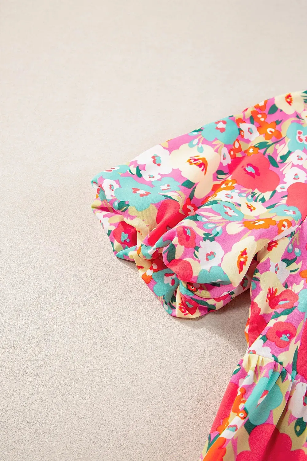 Peplum Floral V-Neck Short Sleeve Blouse sold by Gigi Laurent product image thumbnail 5